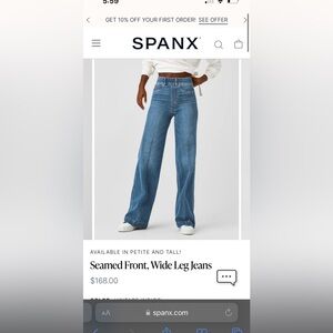 NWT Spanx Wide Leg Jeans Petite